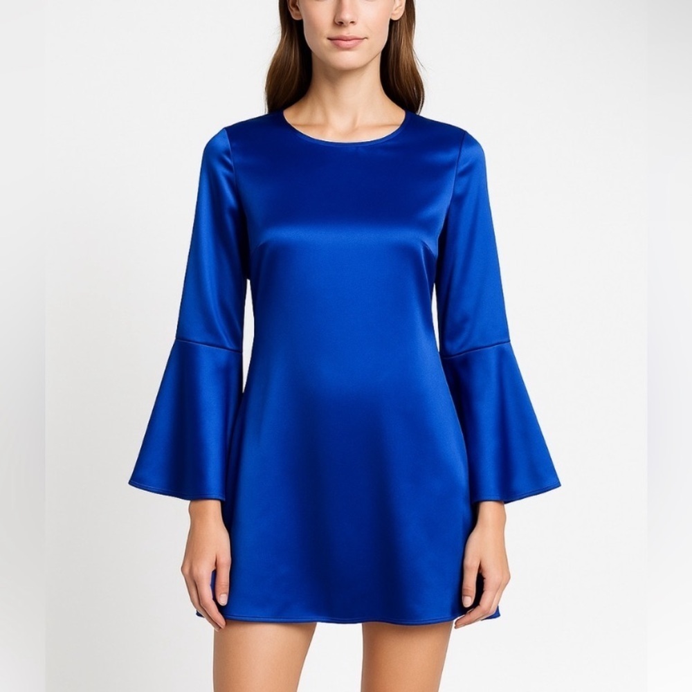 New! Free People x Delfi Collective Amber Royal Blue Satin Dress 2848